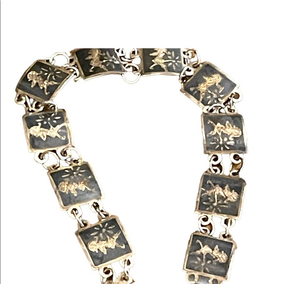 Vintage 1940s Sterling silver 925 SIAM Goddess link bracelet - Picture 5 of 6